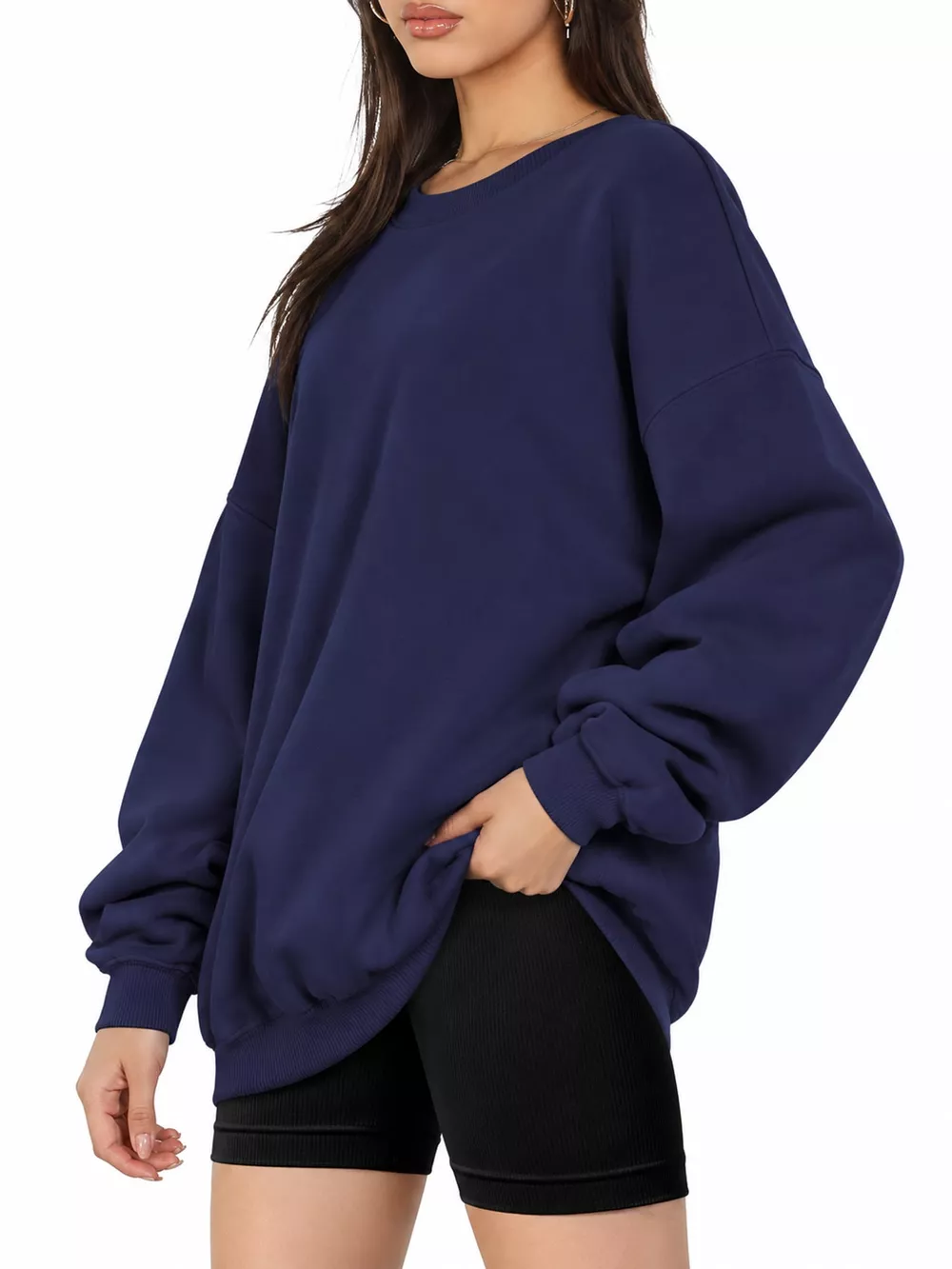 Full Size Crew Neck Dropped Shoulder Sweatshirt Plus Size, image 29
