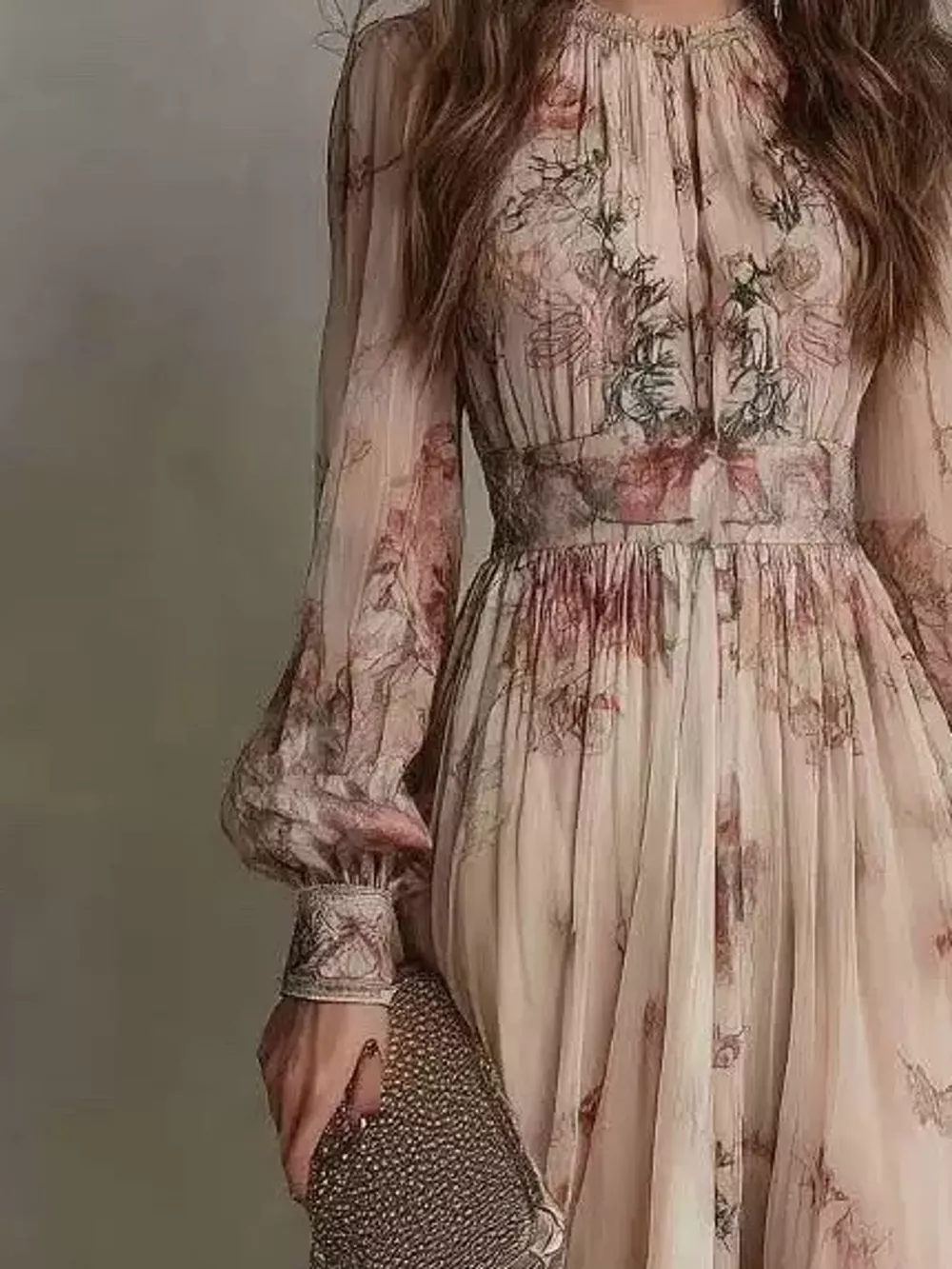 Floral Print Long Sleeve Maxi Dress, image 2