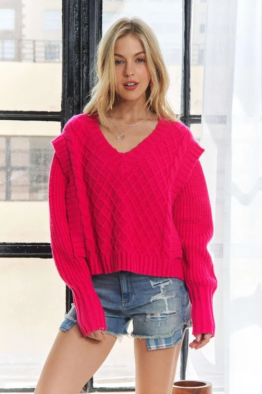 Ruffle Detail ble Sweater, image 6