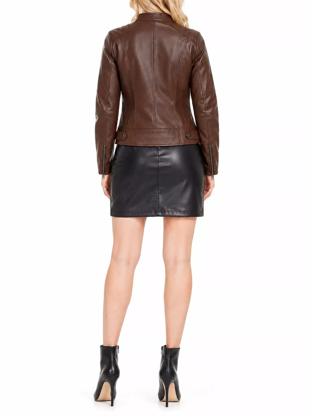 Full Size Slim Fit Faux Leather Moto Jacket Plus Size, image 25