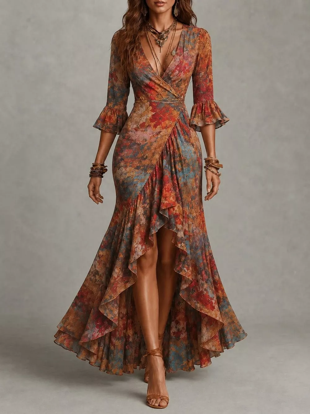 High-Low Ruffled Maxi Dress, image 12
