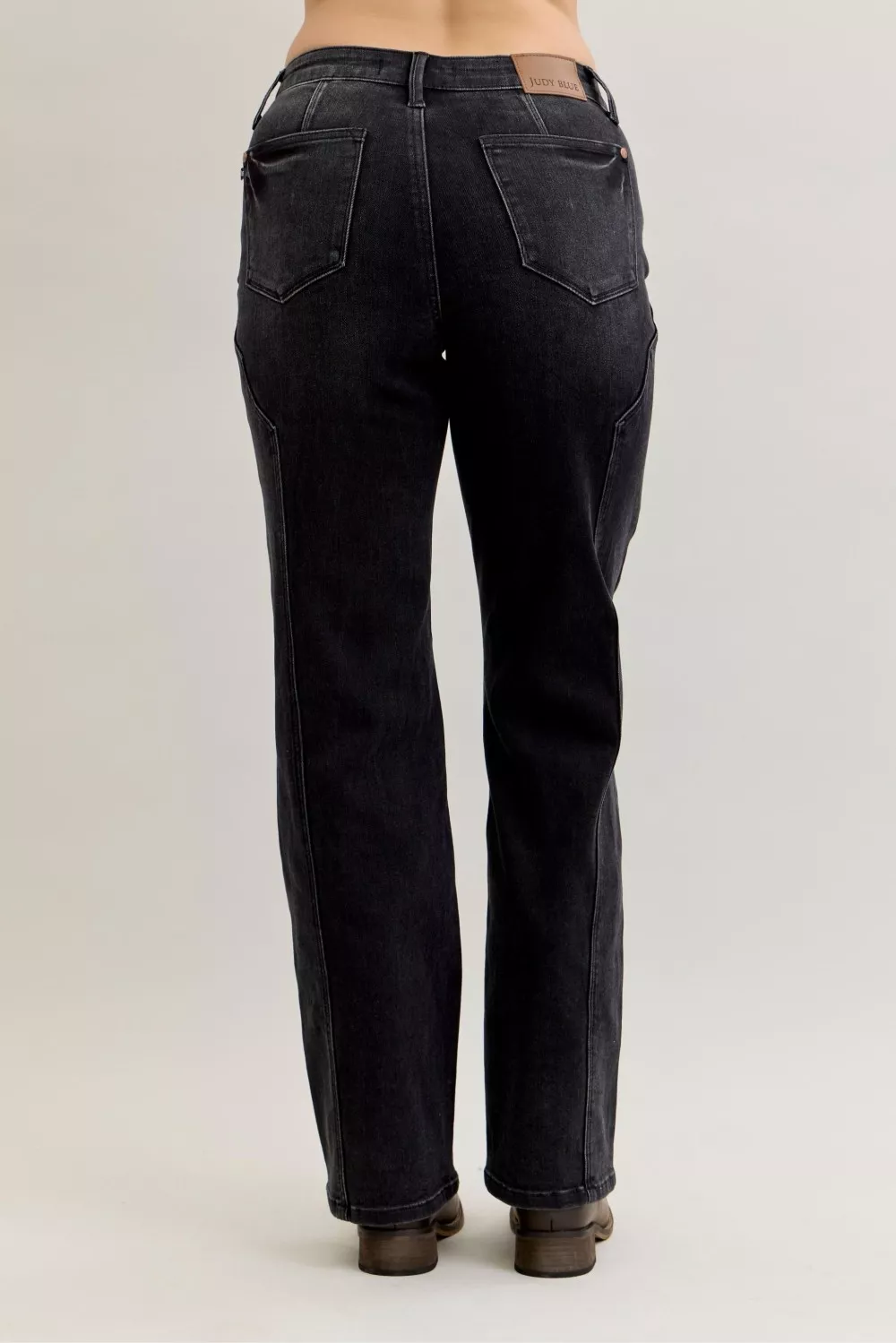 Mid Rise Straight Western Seam Detail Jeans, image 3