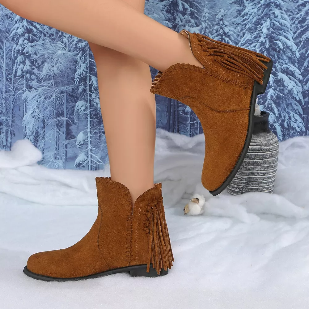 Fringe Point Toe Ankle Boots, image 6
