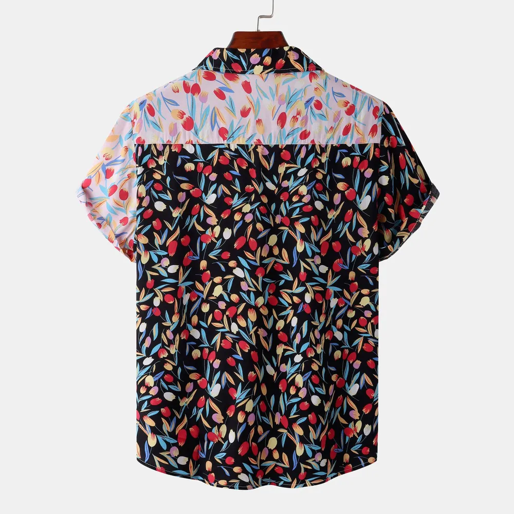 Men's Plus Size Printed Button Up Short Sleeve Shirt, image 2
