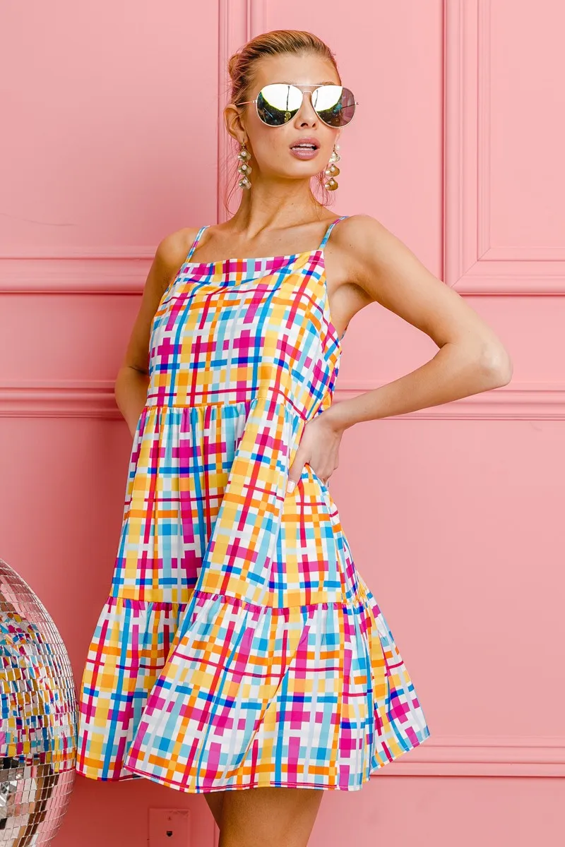 Multi Colors Plaid Sleeveless Sun Dress, image 11