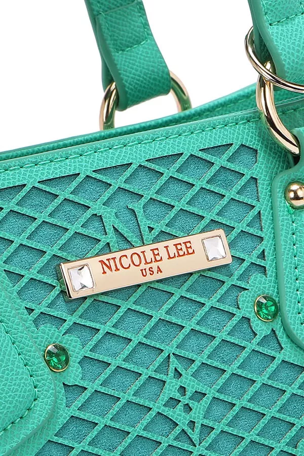 Monogram Pattern Handbag with Rhinestones Decor, image 13