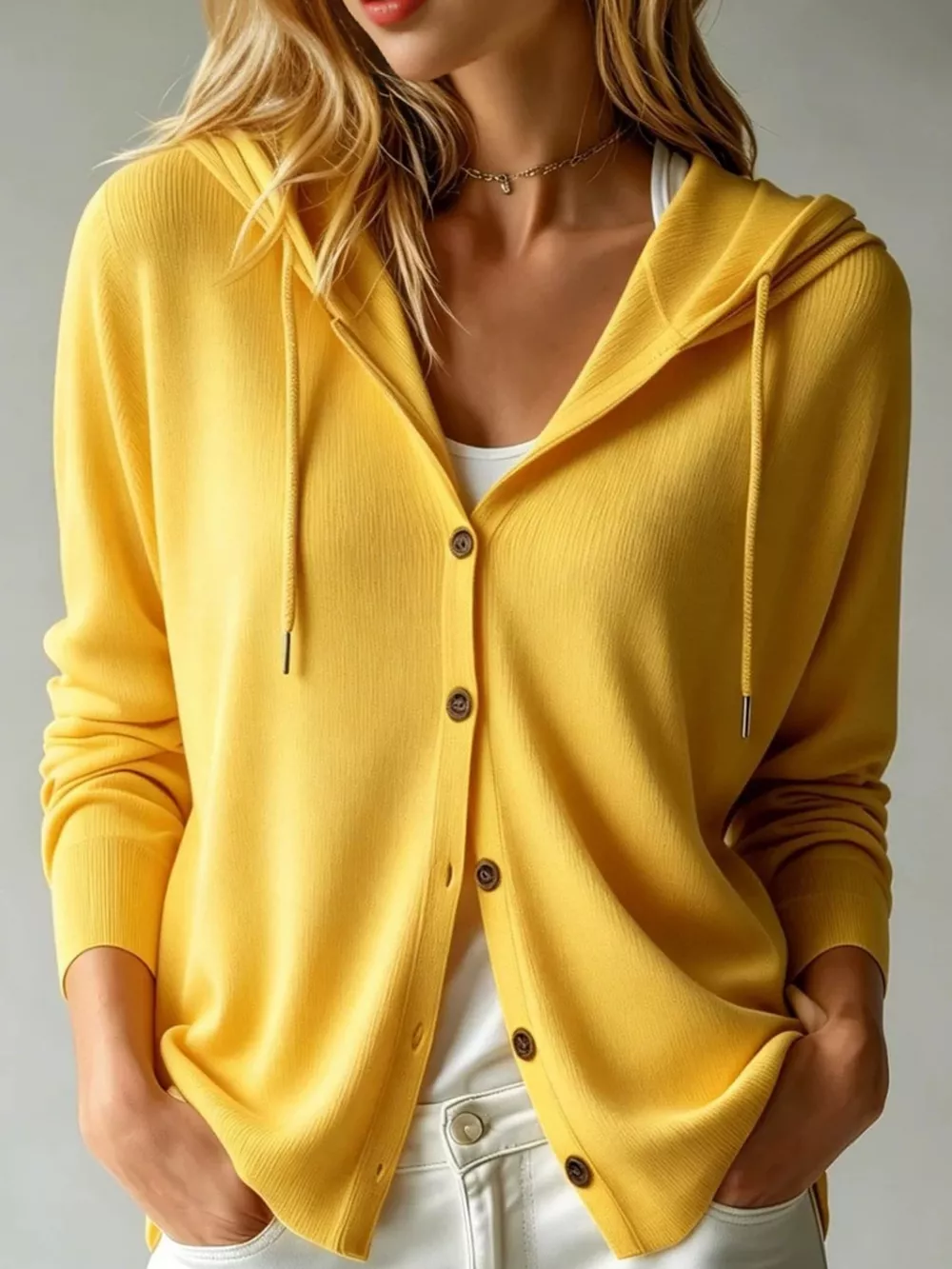 Lightweight Drawstring Hooded Cardigan, image 5