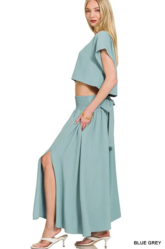 Heavy Woven Span Crop Tee & Skirt Set, image 4