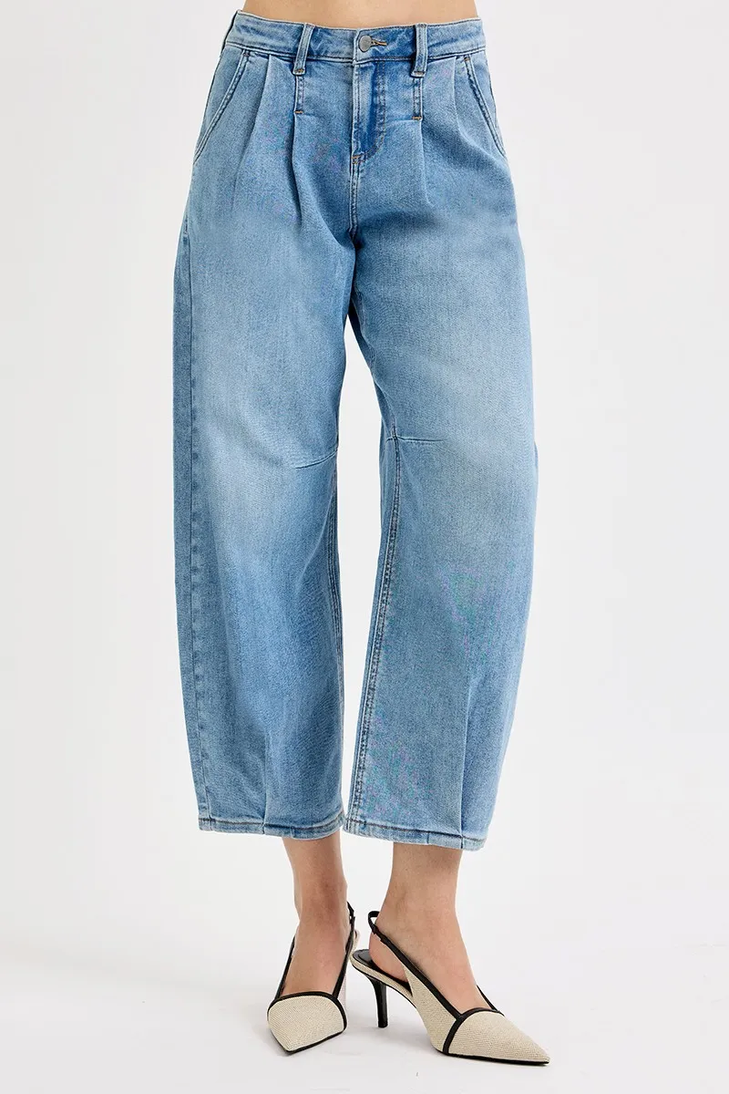 Full Size Mid Rise Fit Crop Wide Volume Leg Jeans Plus Size, image 3