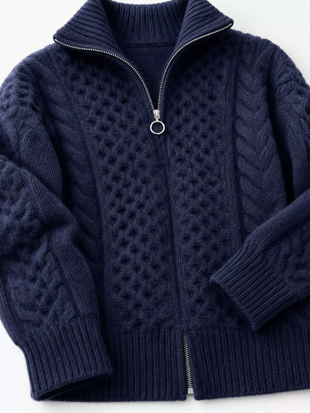 Full Size Cable-Knit Zip-Up Cardigan Plus Size, image 10