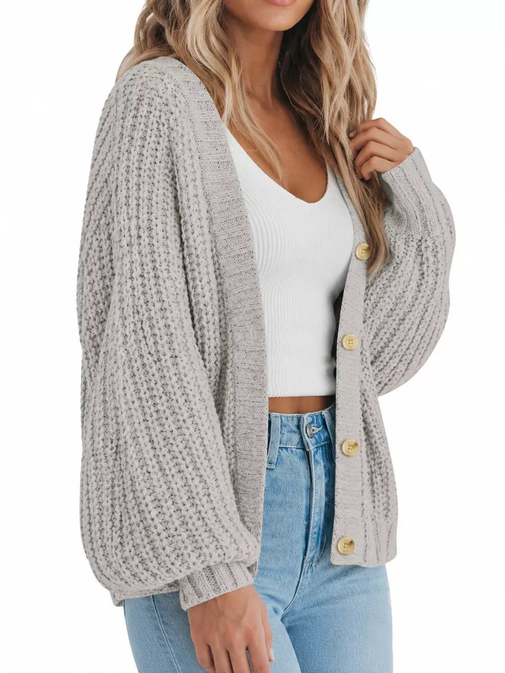 Full Size Chunky Knit Button-Down Cardigan Plus Size, image 38