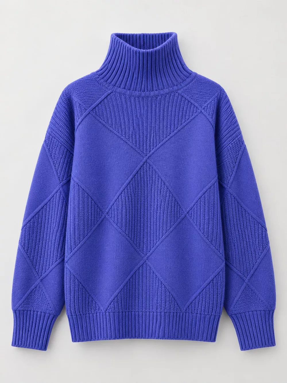 Full Size Diamond Pattern Turtleneck Sweater Plus Size, image 61