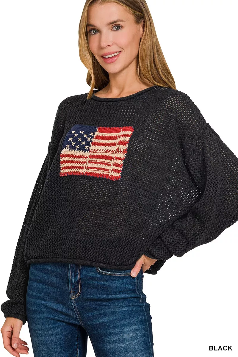 American Flag Crew Neck Sweater, image 3
