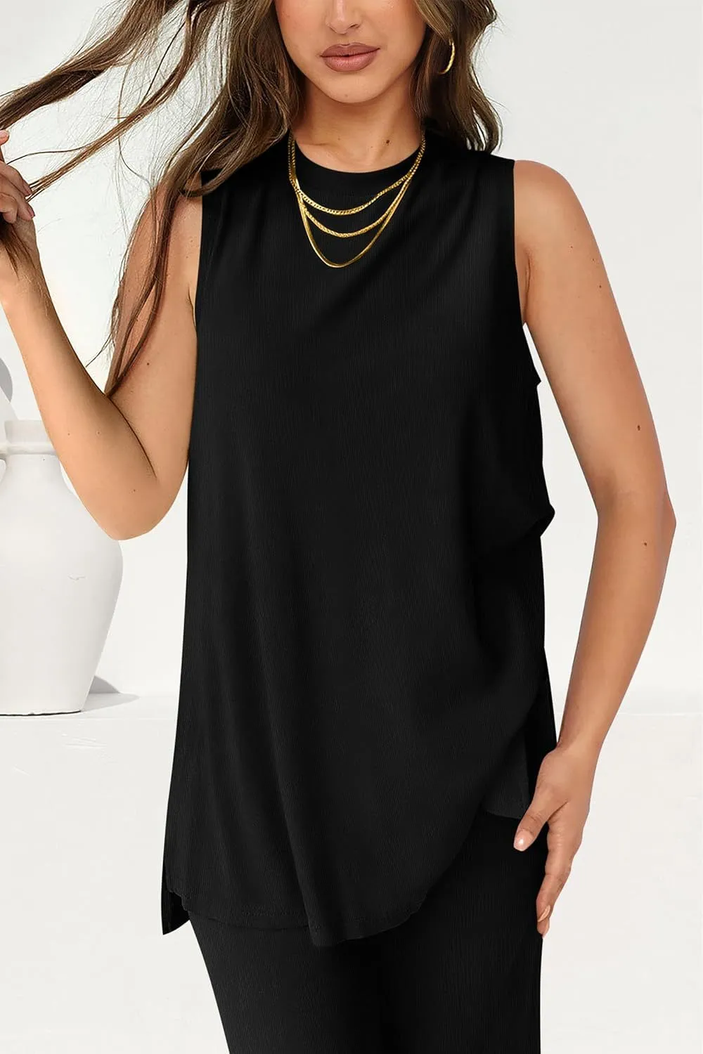 Round Neck Tank and Pants Set