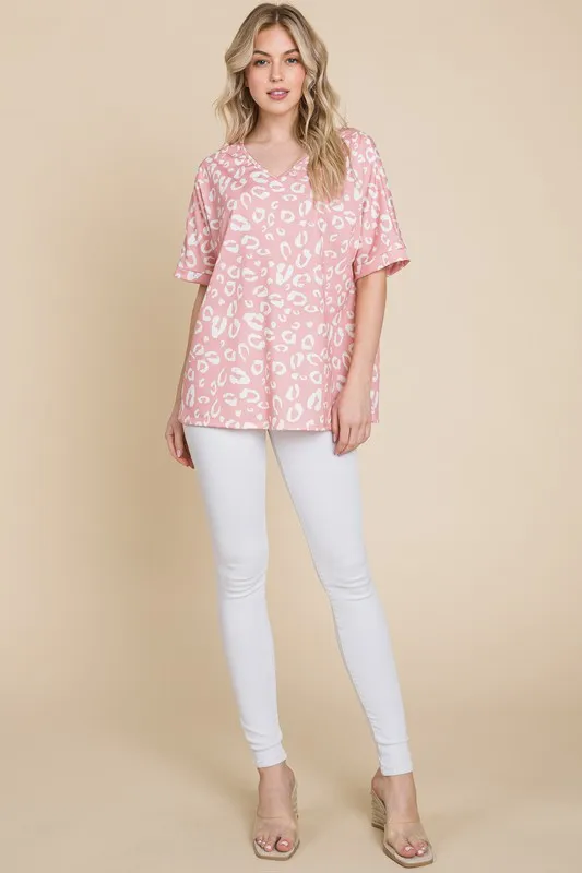 Loose Fit Animal Print Soft Knit Top, image 5