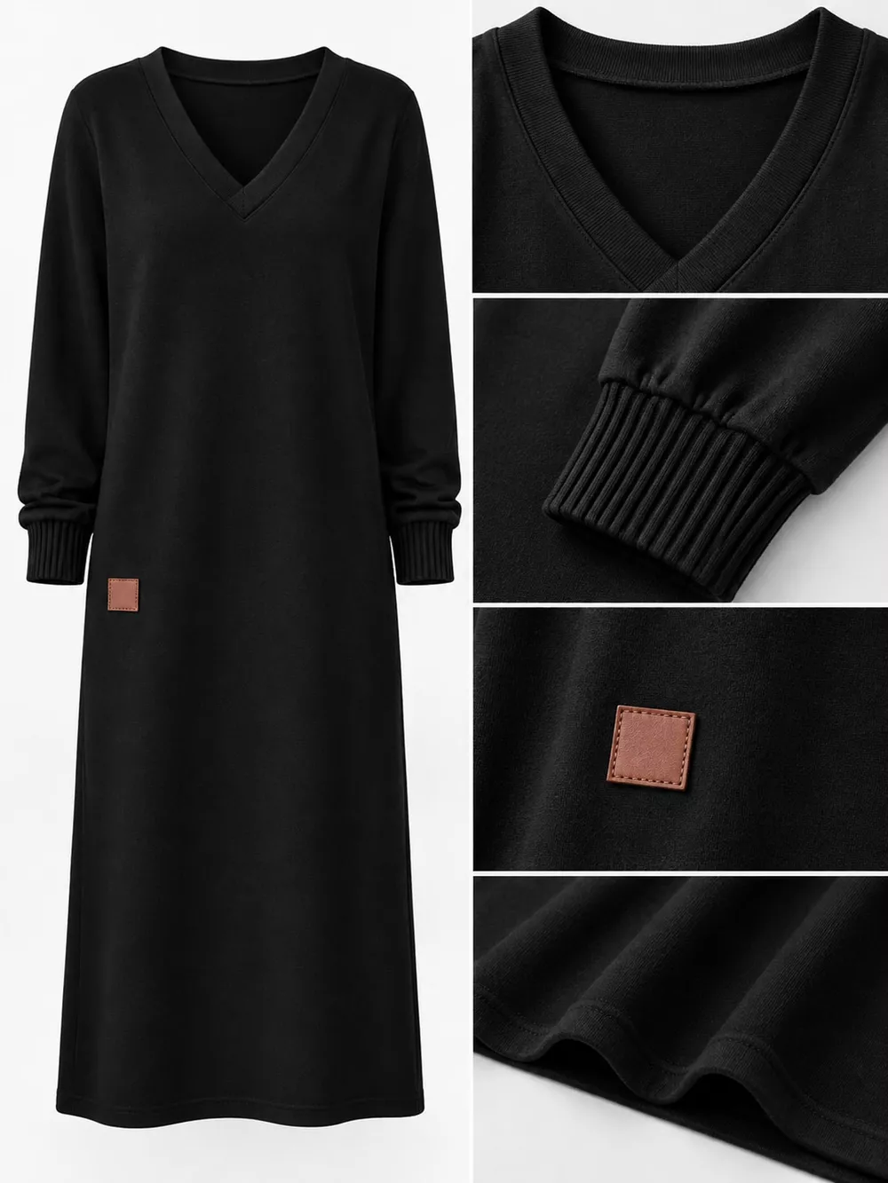Full Size V-Neck Long Sleeve Midi Dress Plus Size, image 20