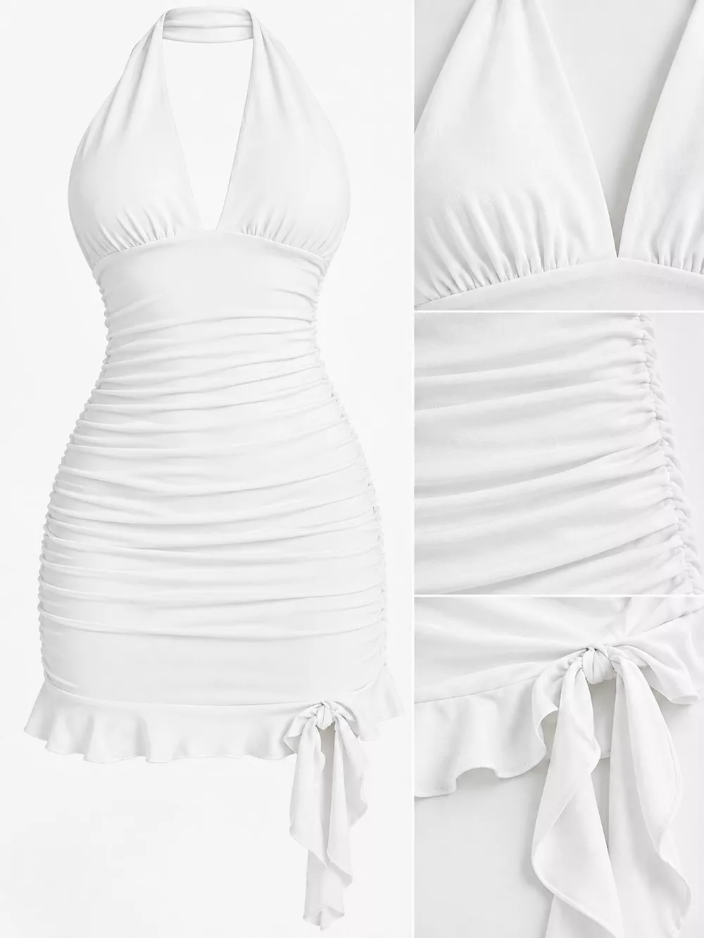 Ruched Halter Neck Bodycon Mini Dress, image 10