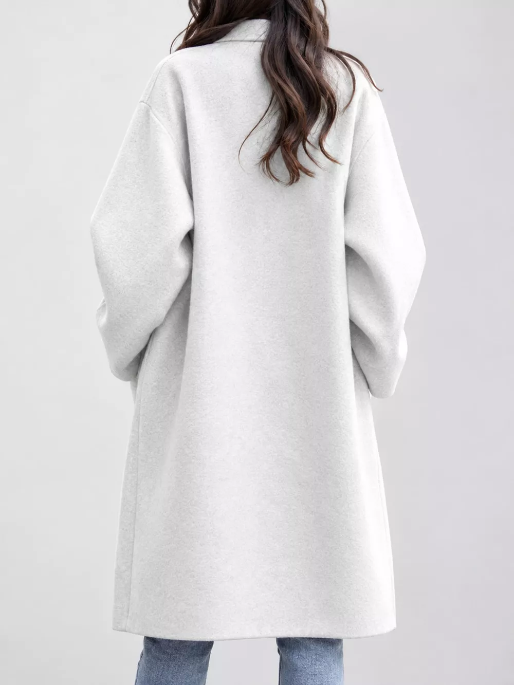 Full Size Lapel Collar One Button Coat Plus Size, image 30