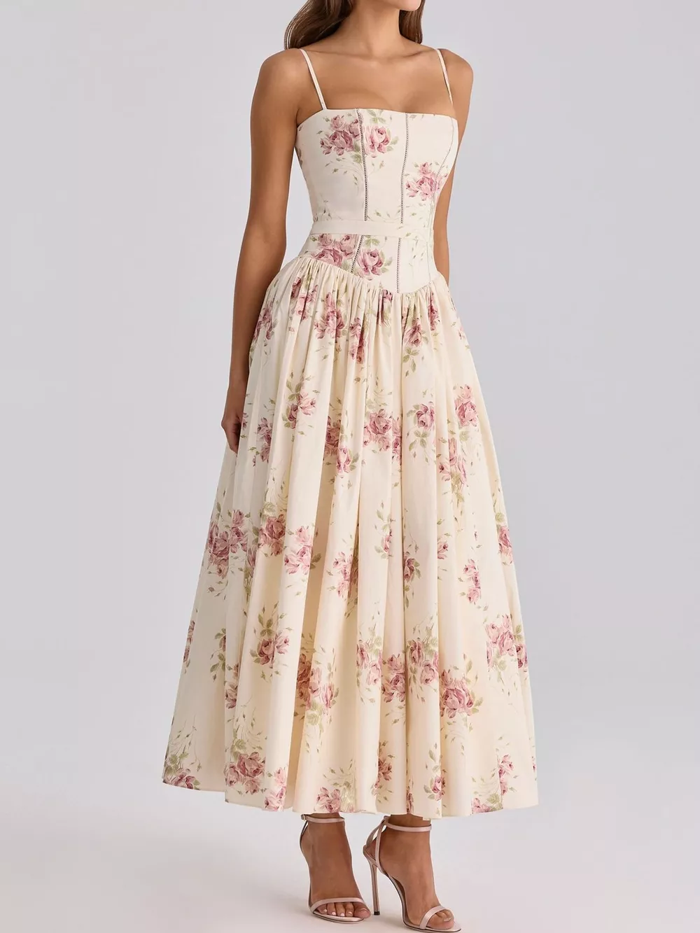 Floral Spaghetti Straps Midi Dress, image 24