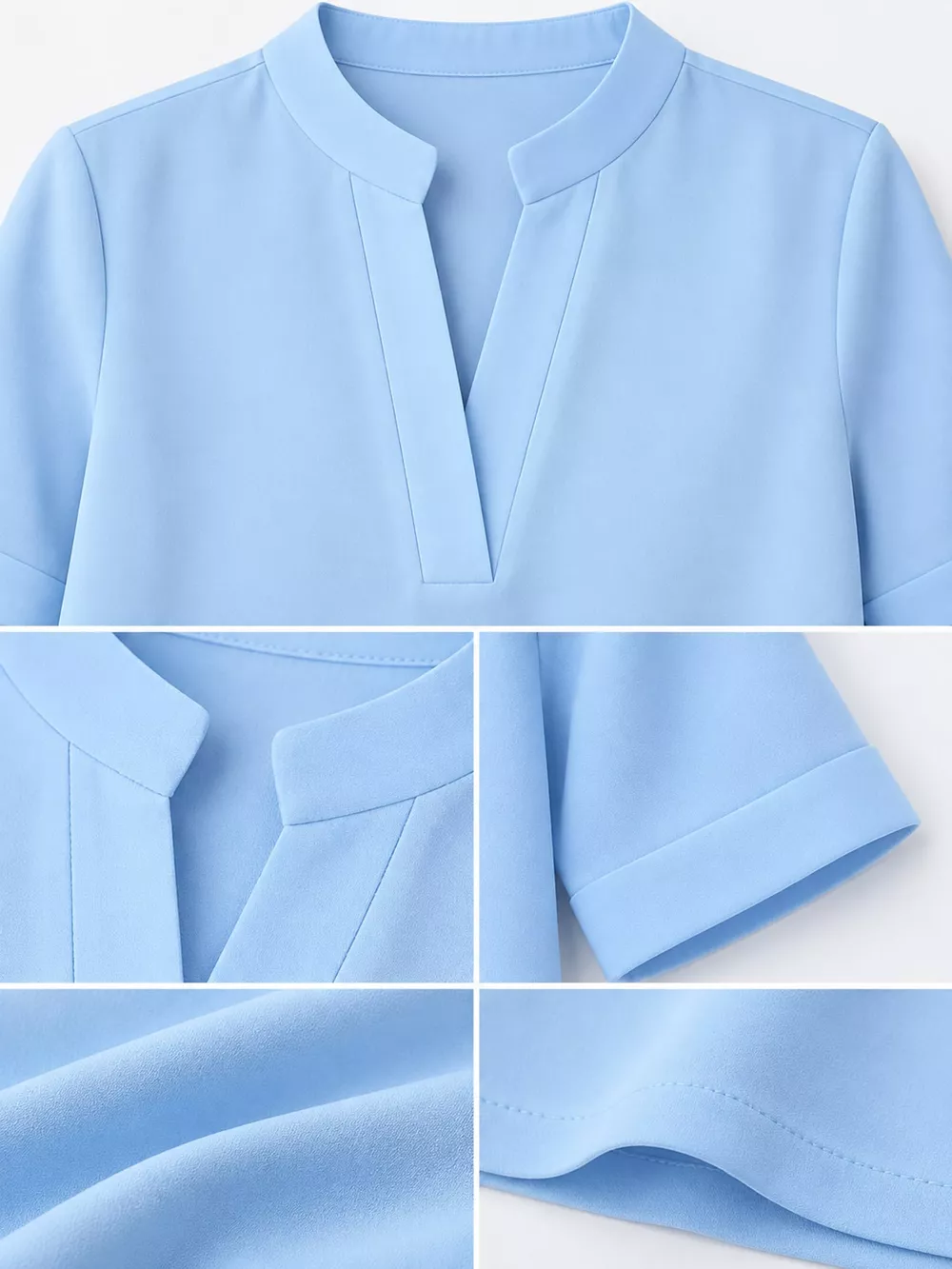 Full Size Notched Short Sleeve Blouse Plus Size, image 5
