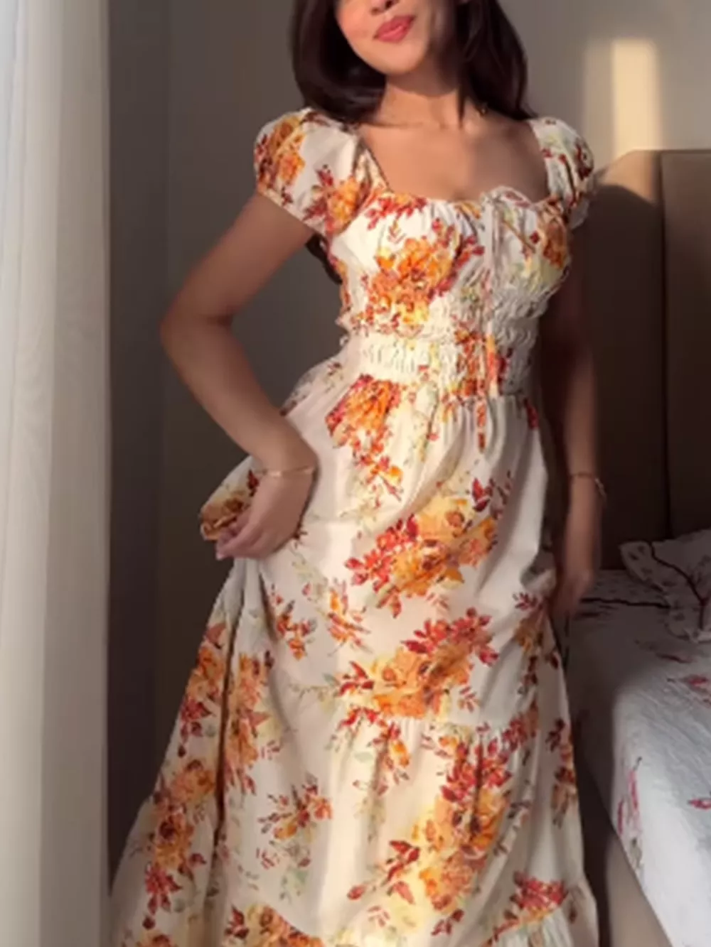 Floral Print Short Sleeve Dress, image 3