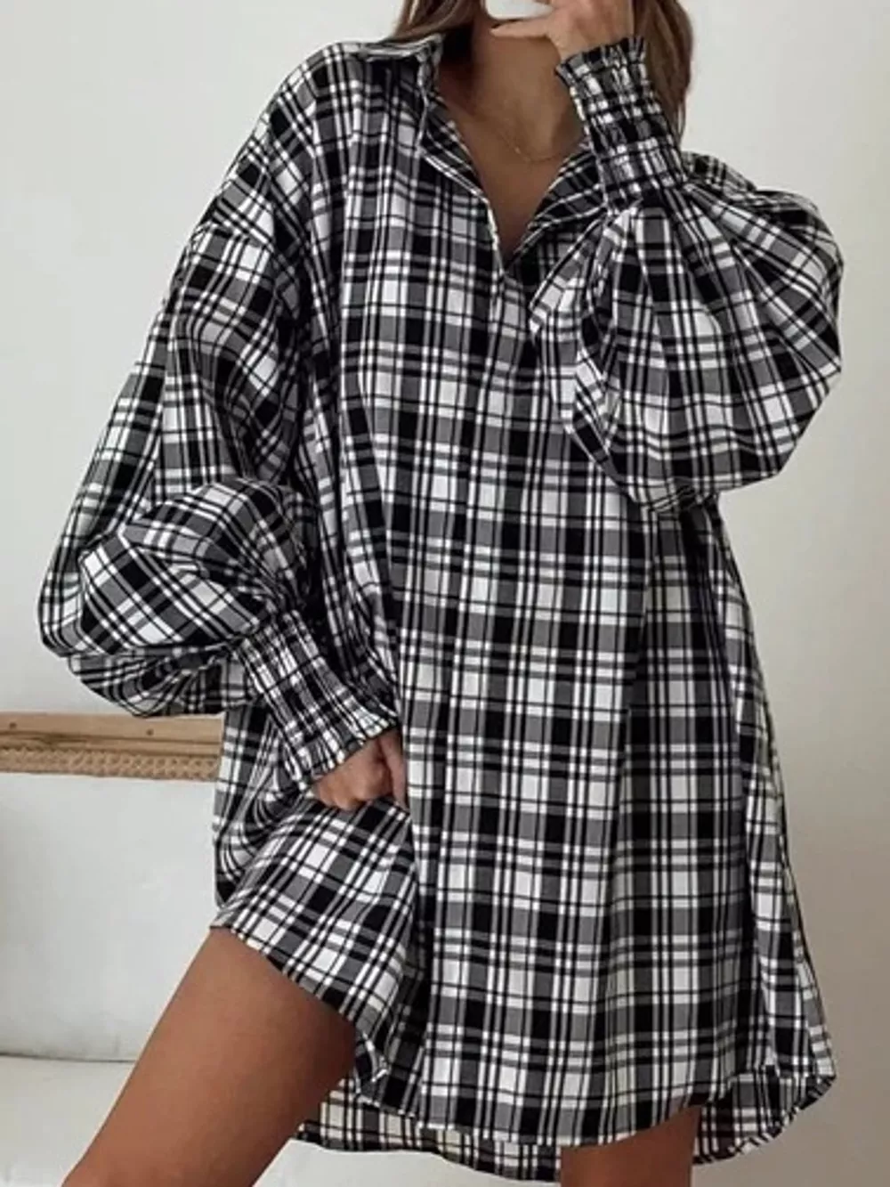 Oversized Plaid Button Up Shirt, image 20