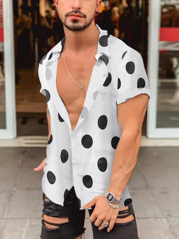 Men's Full Size Polka Dot Button Up Shirt Plus Size, image 3