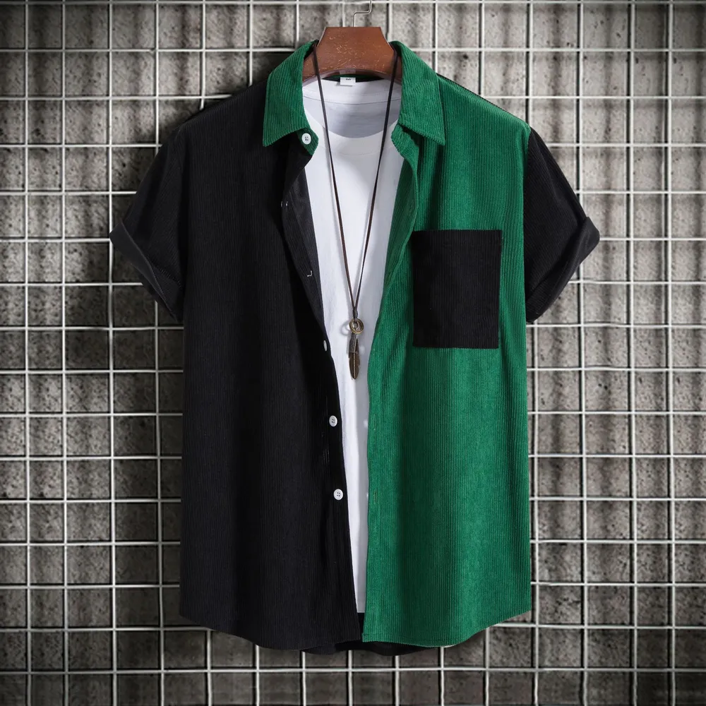 Men's Plus Size Classic Color Block Short Sleeve Shirt, image 8