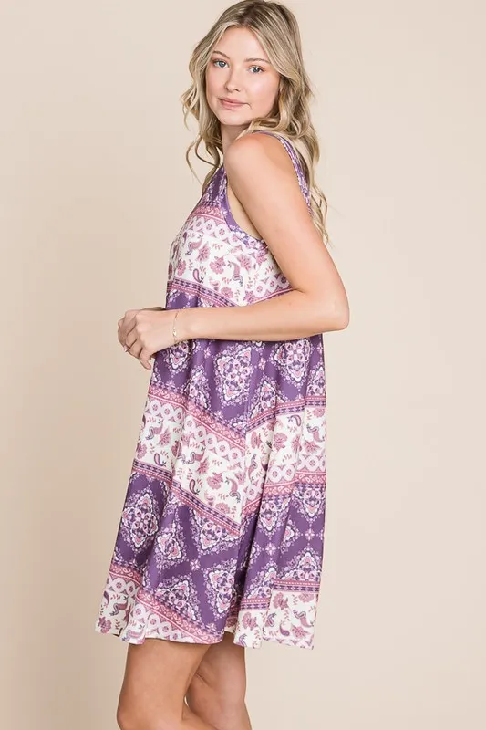 Bohemian Print Sleeveless Dress, image 3