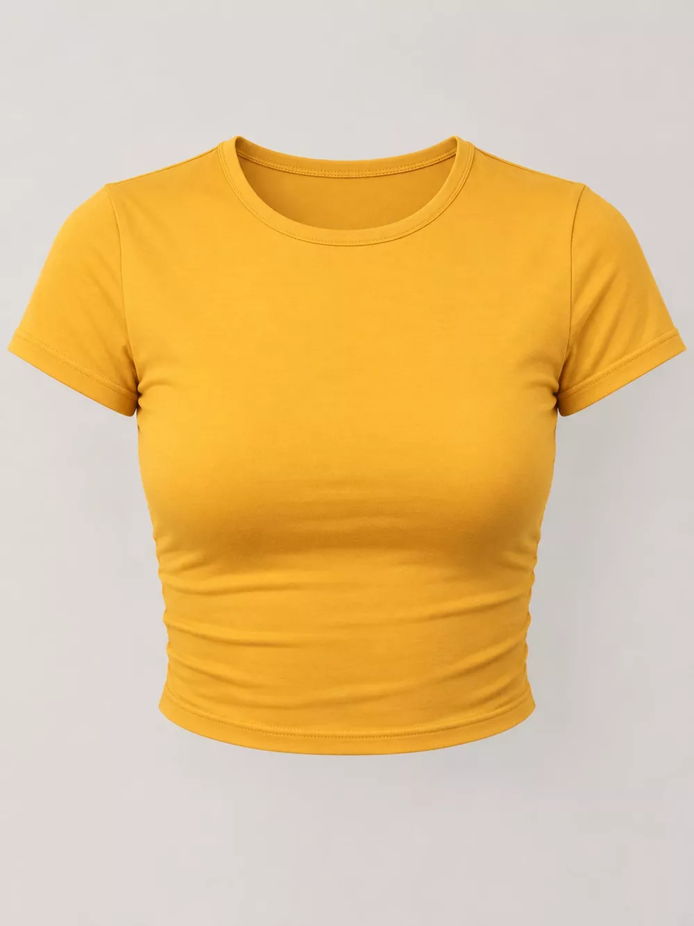 Slim Fit Basic Crew Neck Short Sleeve Crop T-Shirt, image 68