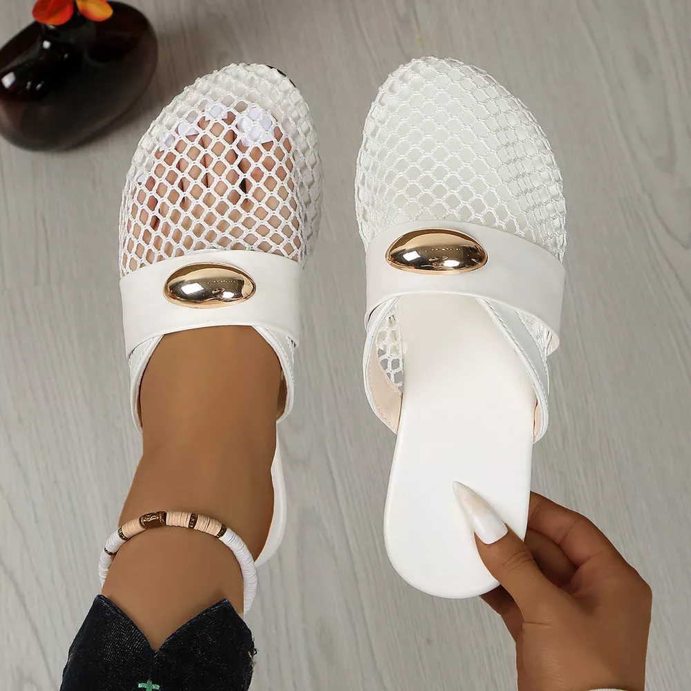 Mesh Round Toe Flats Sandals, image 2