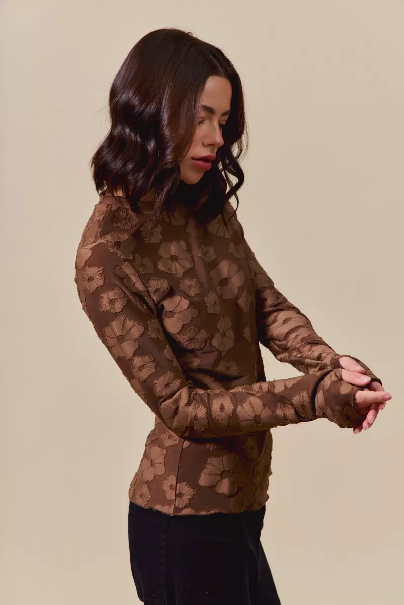 Stretched Jacquard Casual Tops with Thumb Opening, image 8