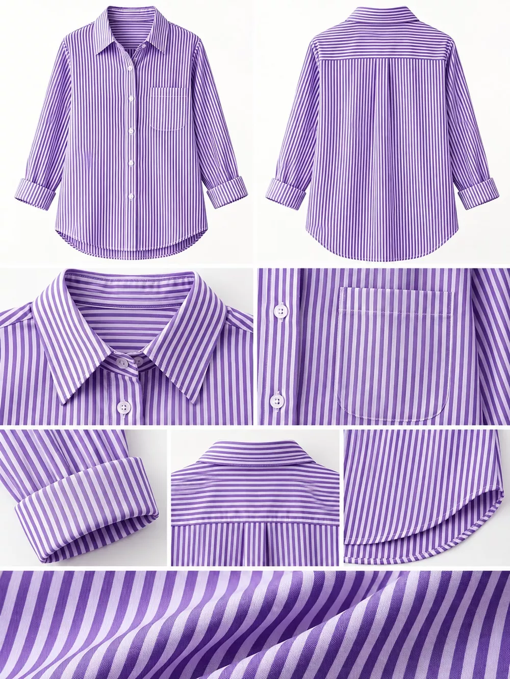 Full Size Striped Button-Down Long Sleeve Shirt Plus Size, image 13