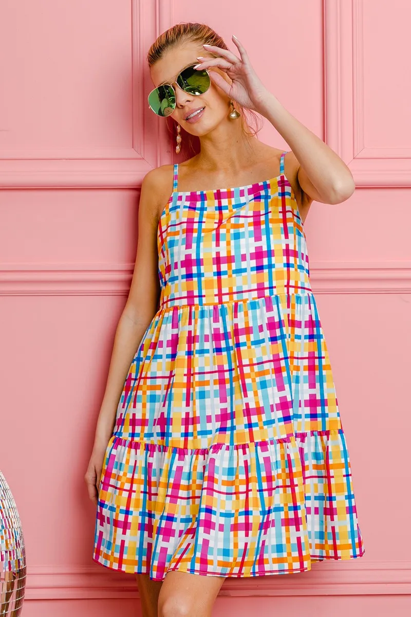 Multi Colors Plaid Sleeveless Sun Dress, image 5