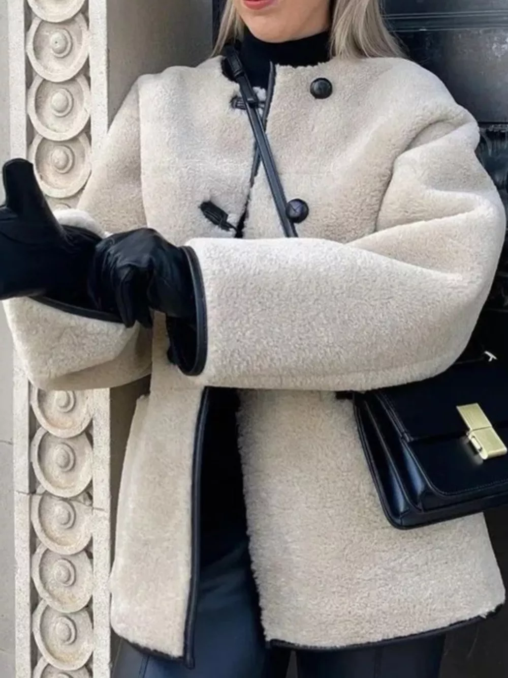 Faux Shearling Toggle Coat, image 2