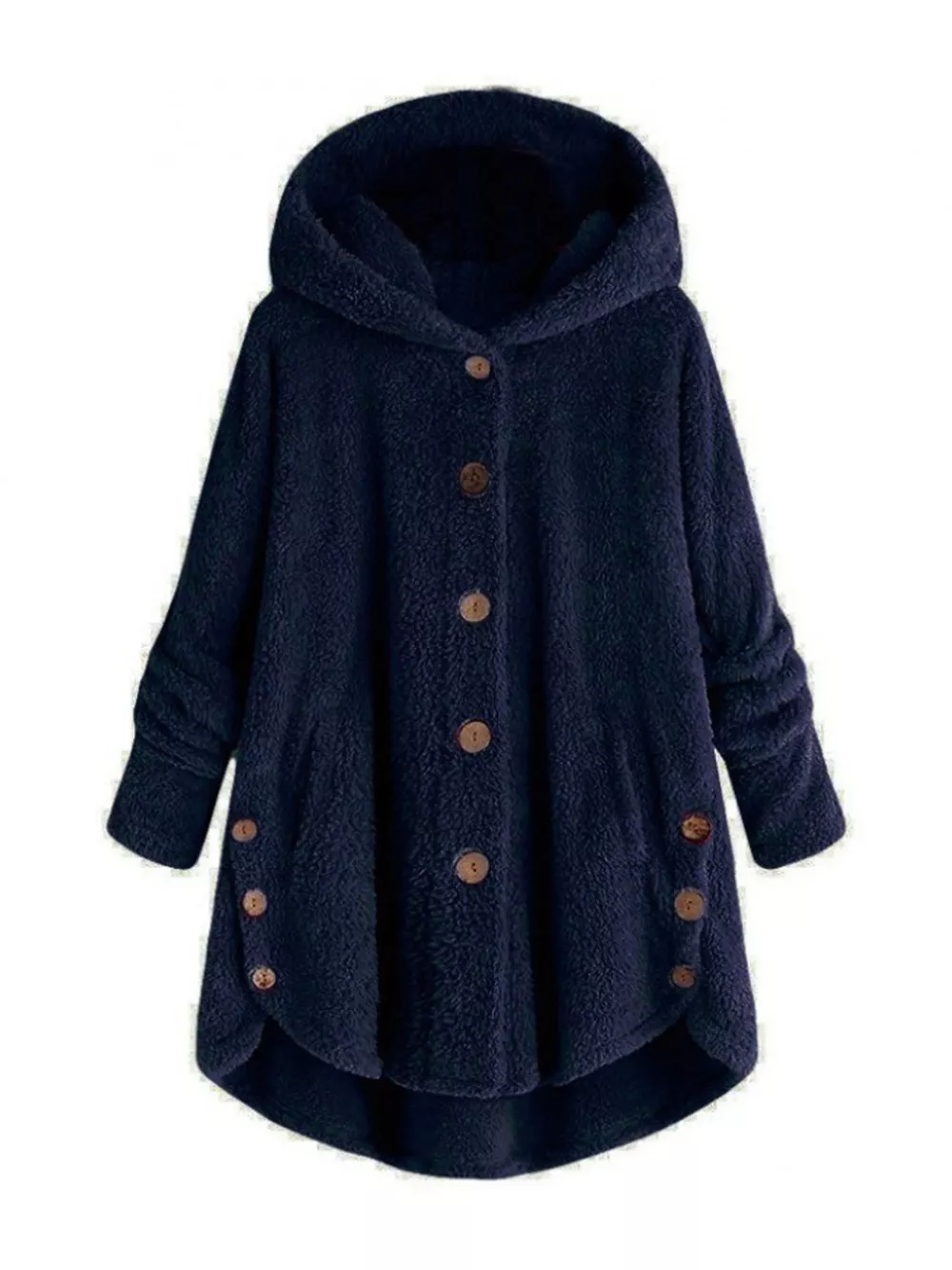 Full Size Fleece Button Up Hooded Outerwear Plus Size, image 23