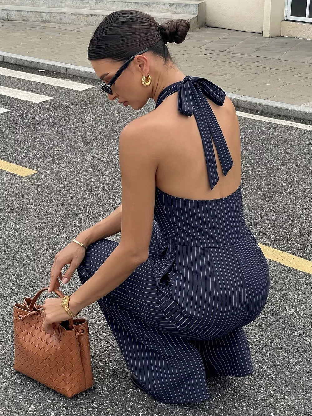 Striped Halter Neck Jumpsuit, image 6