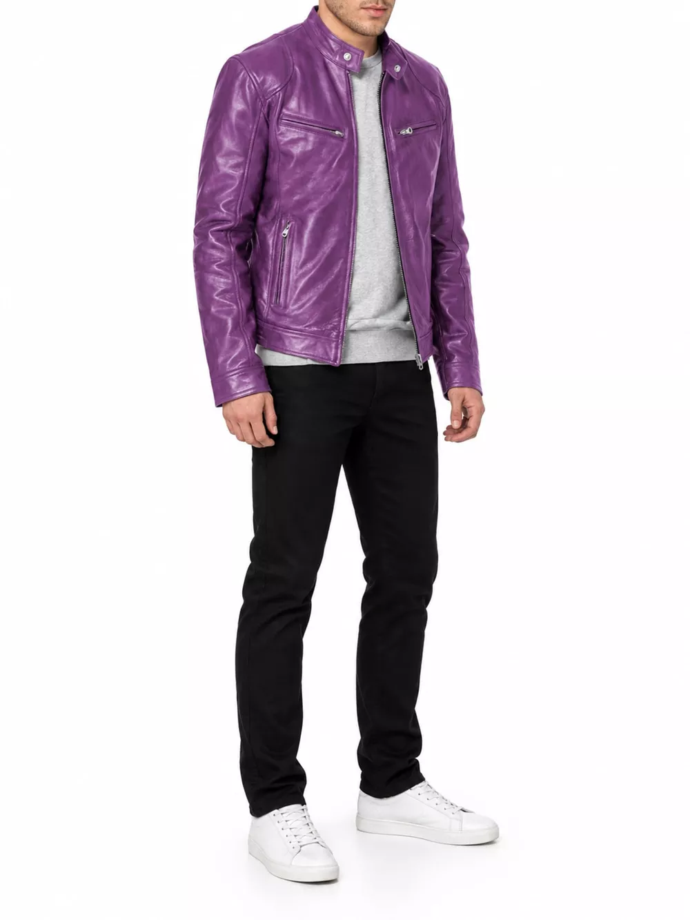 Men's Full Size Faux Leather Zip Up Jacket Plus Size, image 82