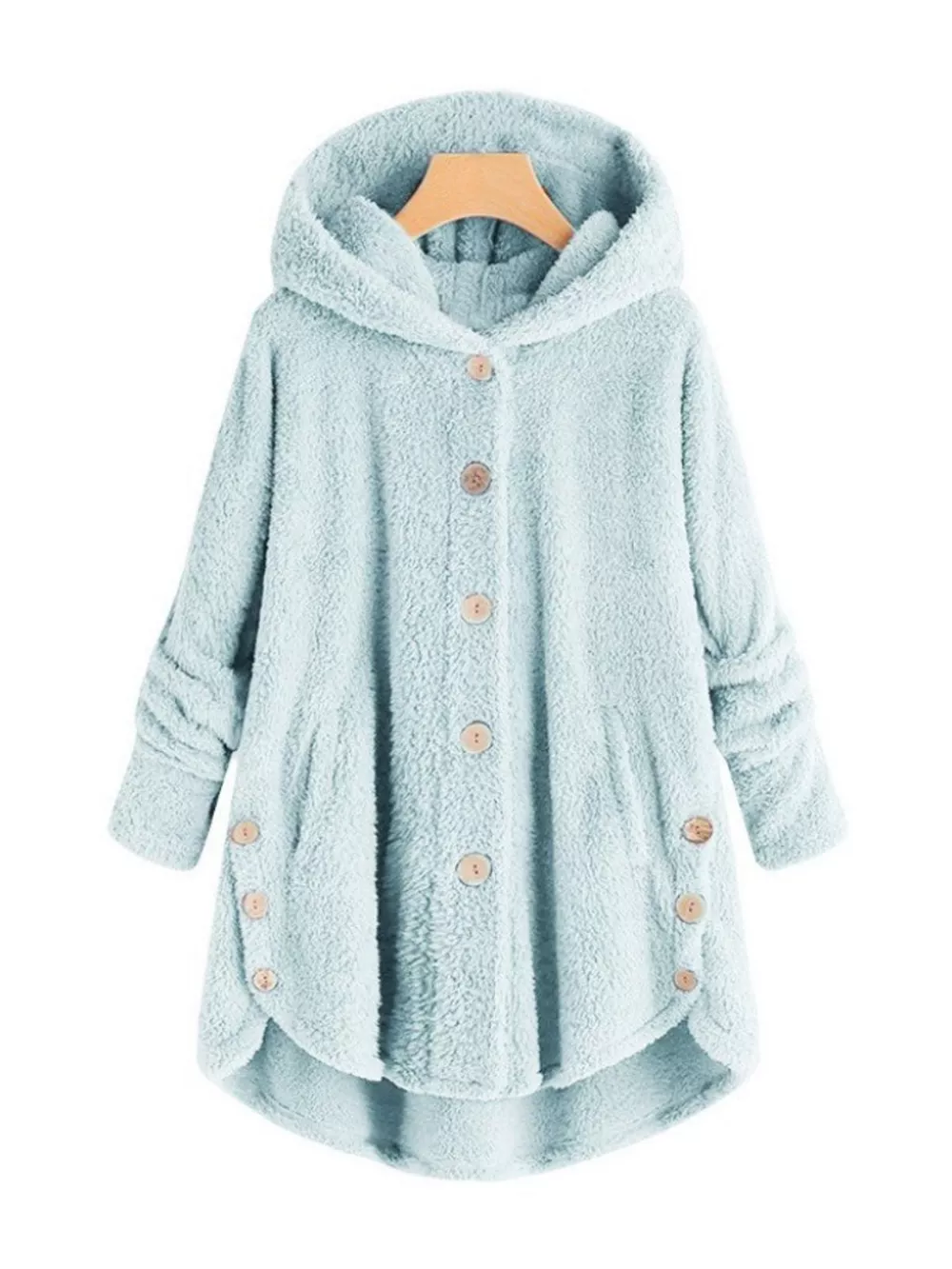 Full Size Fleece Button Up Hooded Outerwear Plus Size, image 12