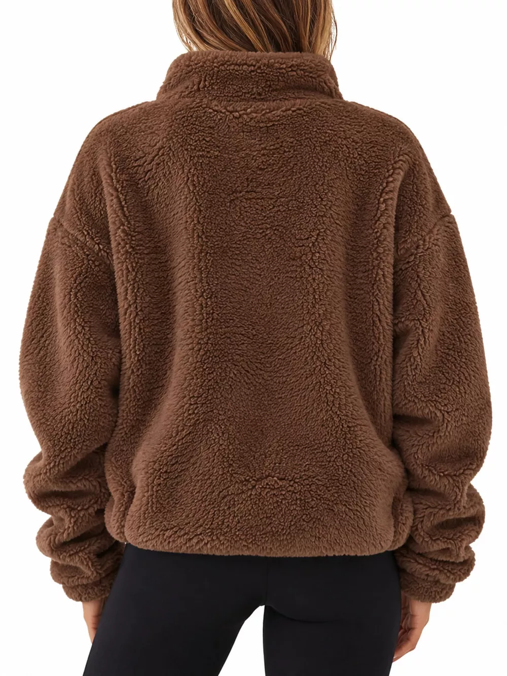 Full Size Sherpa Quarter-Zip Turtleneck Sweatshirt Plus Size, image 38