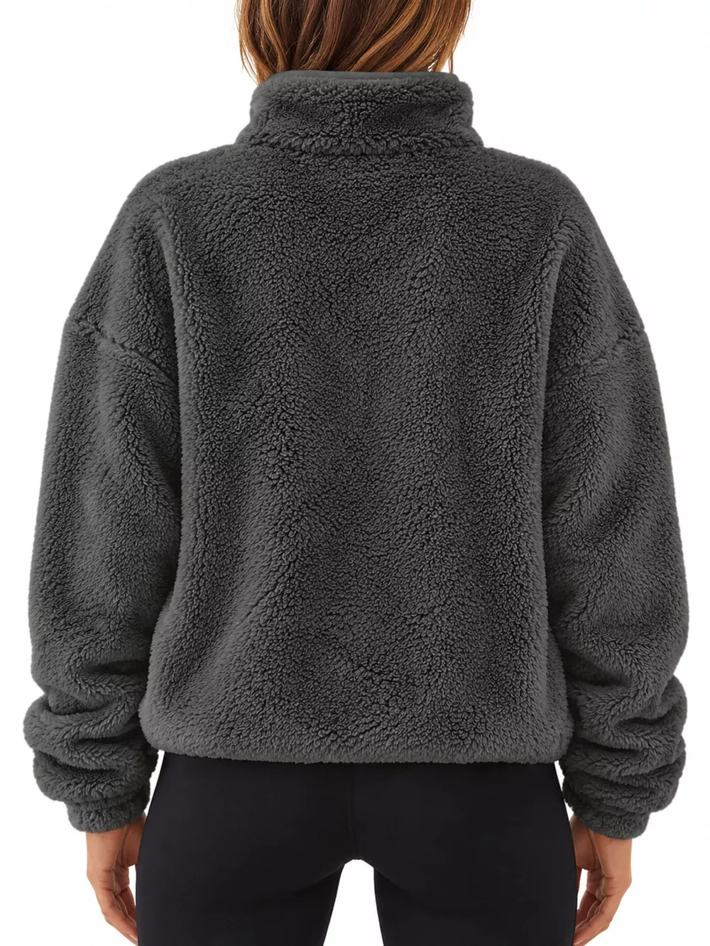 Full Size Sherpa Quarter-Zip Turtleneck Sweatshirt Plus Size, image 23