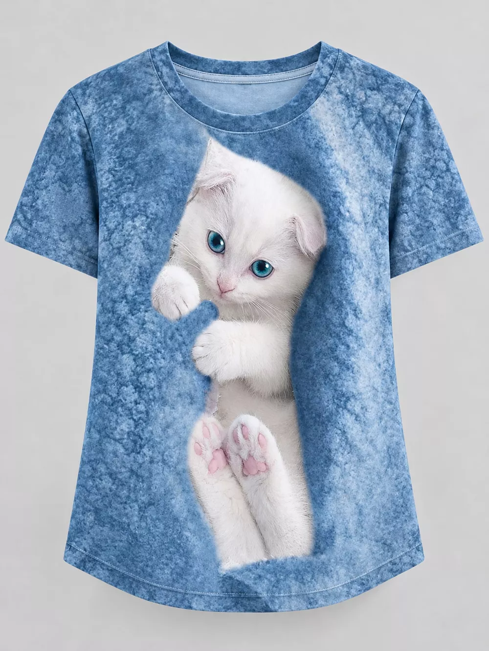 Full Size Cat Graphic Round Neck Top Plus Size, image 19