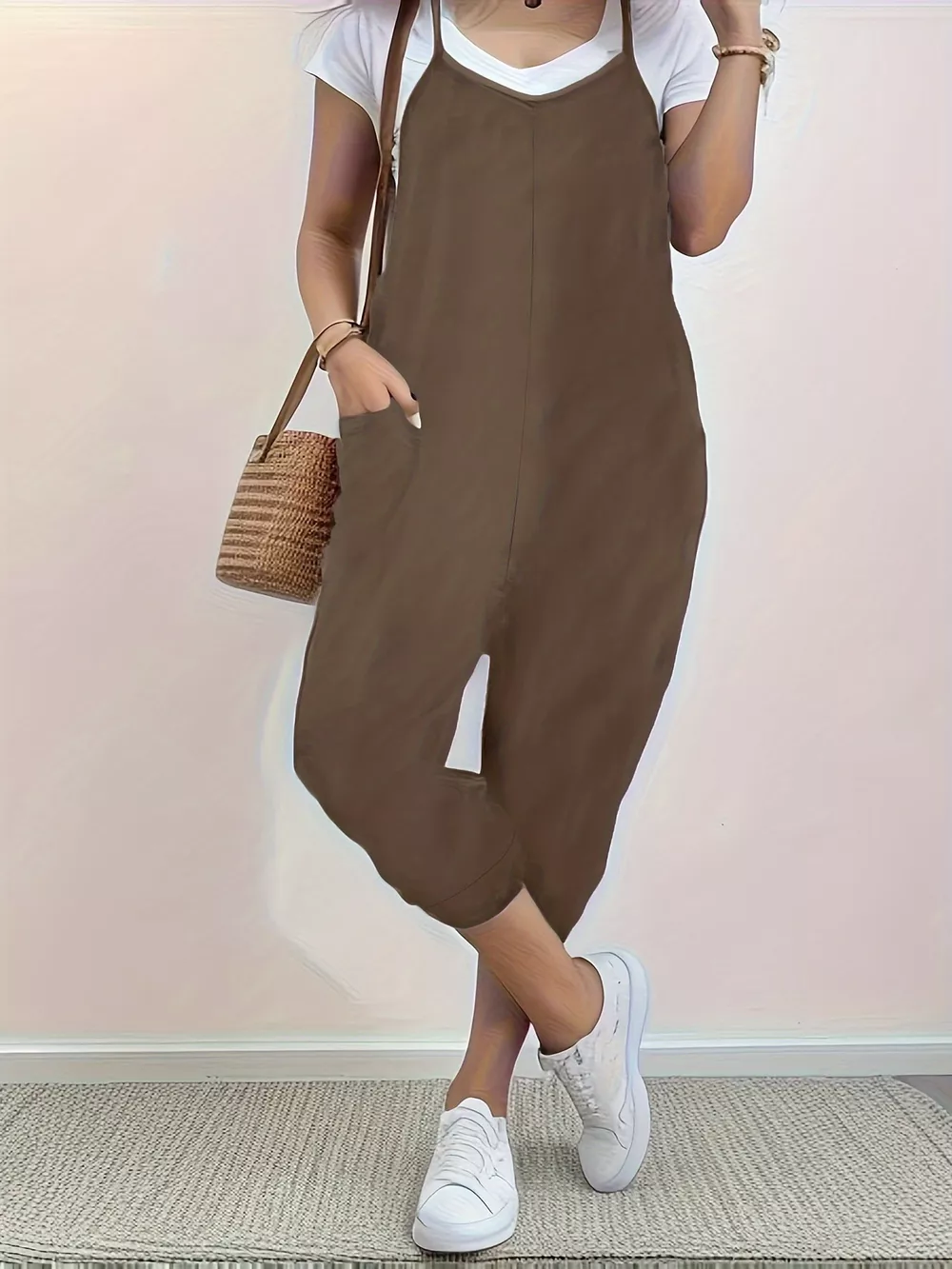 Casual Loose Fit Spaghetti Strap Jumpsuit, image 10