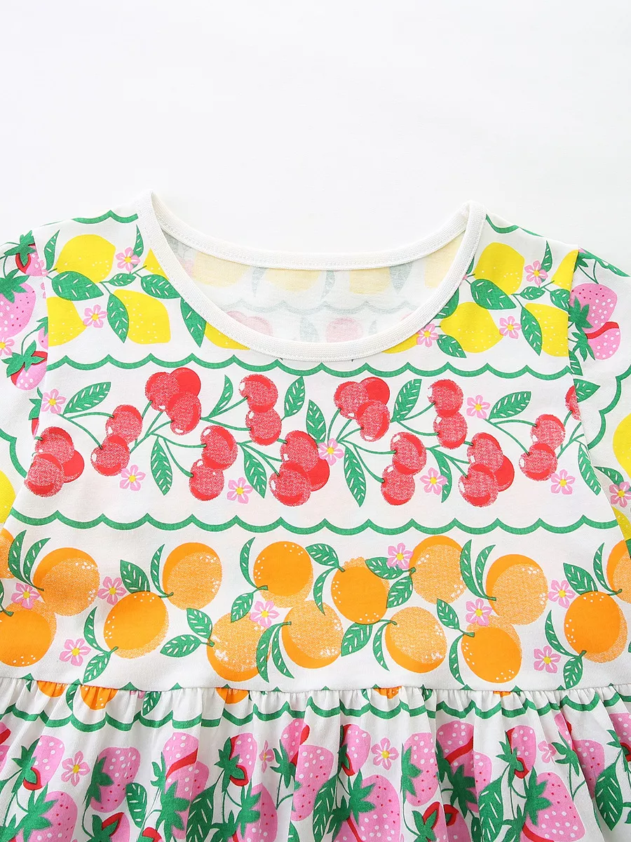 Children's Fruit Print Tiered Dress, image 3