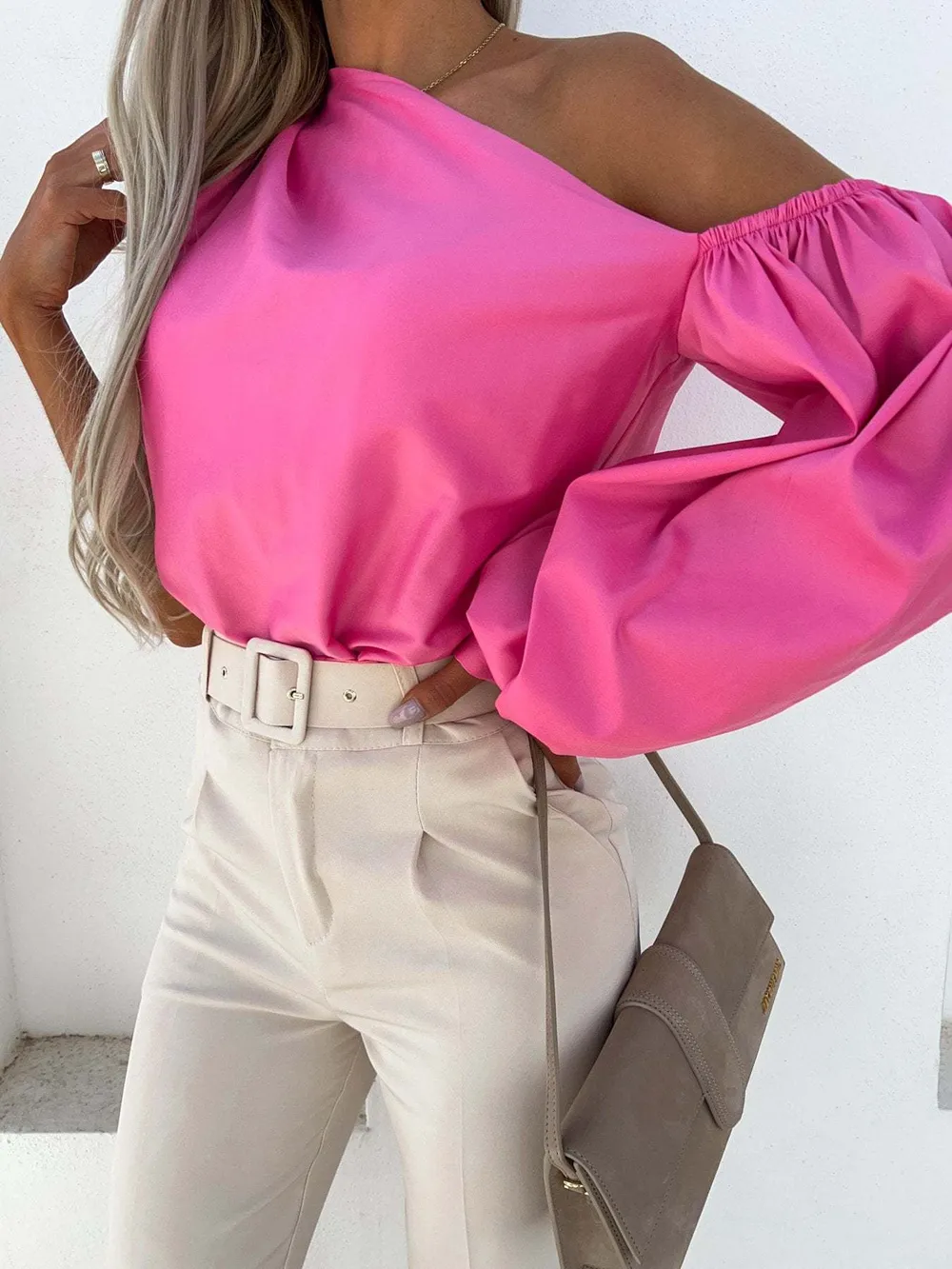 One Shoulder Puff Sleeve Blouse, image 8