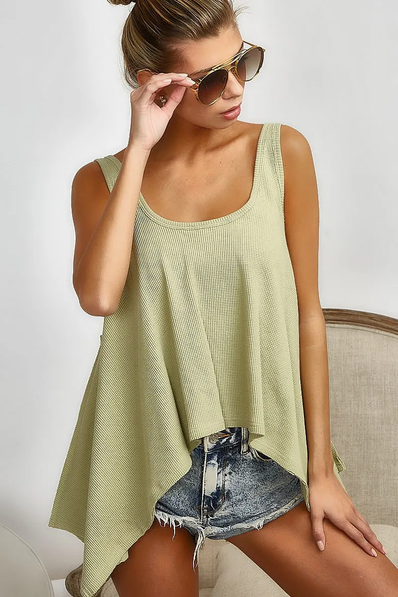 High and Low Flare Knit Tank Top, image 2