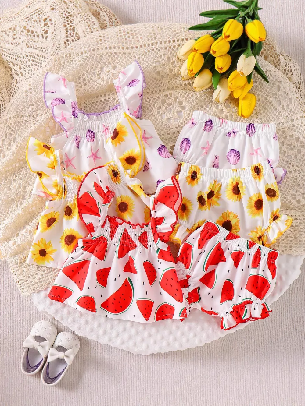 Children's Ruffled Printed Tank and Shorts Set, image 2