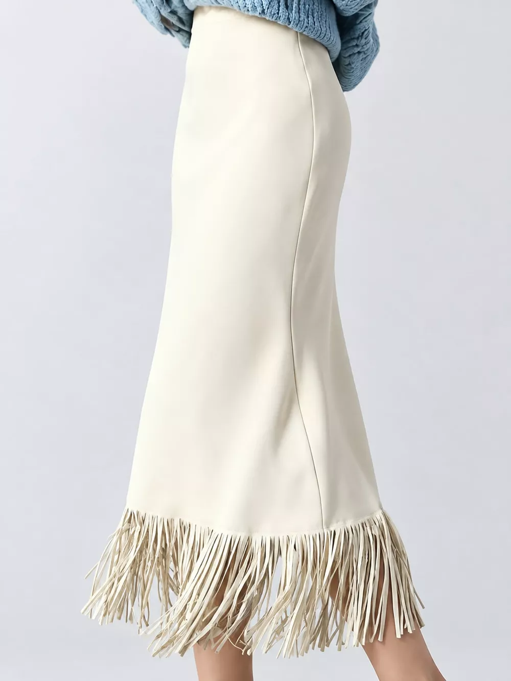 High-Waisted Fringe Midi Skirt, image 11