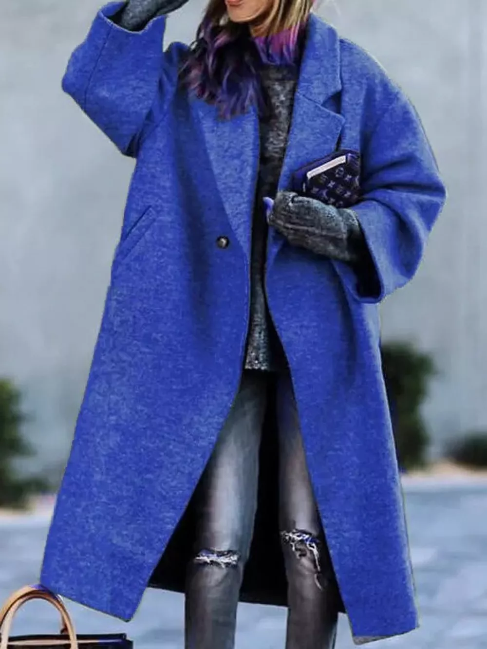 Full Size Lapel Collar One Button Coat Plus Size, image 19