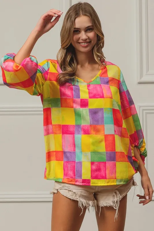 Multi Block Bubble Pop Ballon Top, image 14